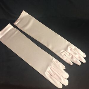 Pink Satin Long Sleeve Gloves